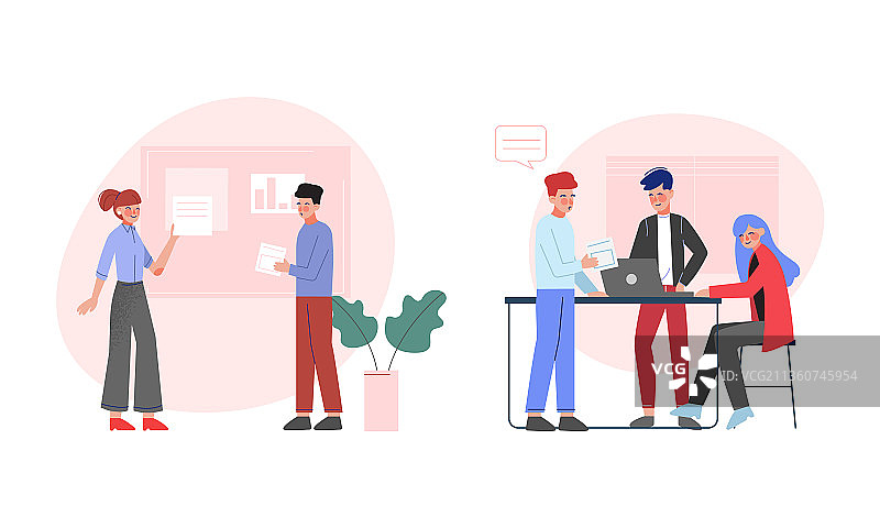 办公室里工作的年轻男女图片素材