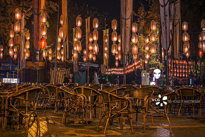 成都锦里夜景红灯笼中国春节图片素材