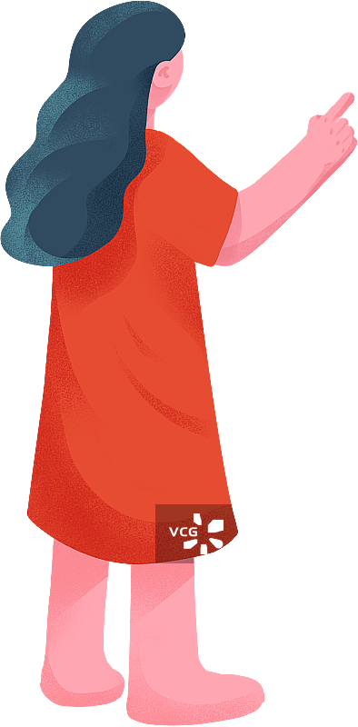 站立红裙女孩图片素材