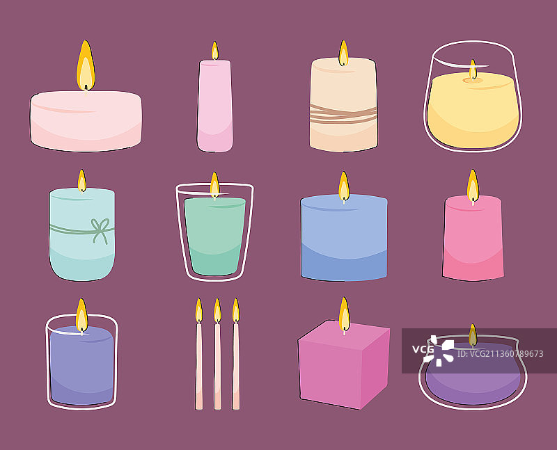 蜡烛图标集图片素材