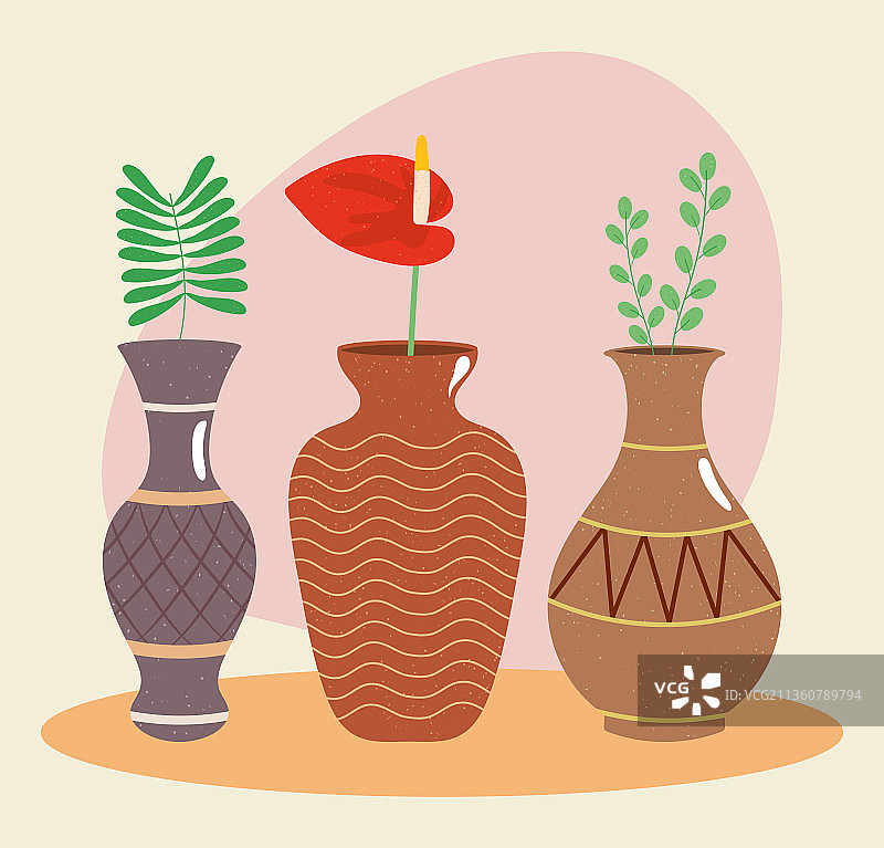 带叶子的装饰花瓶图片素材