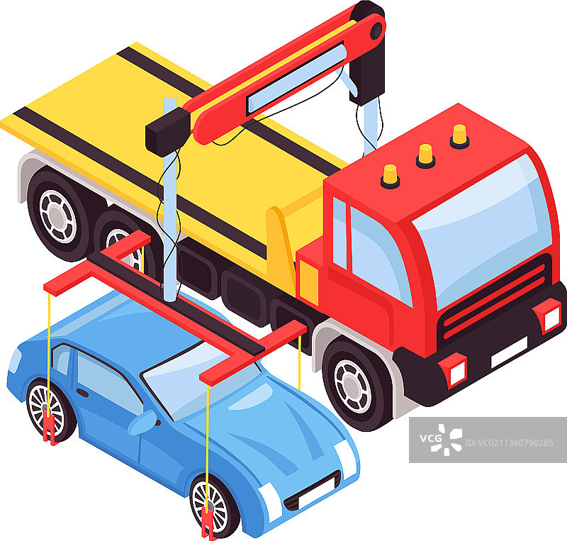 汽车拖车2.5D构图图片素材