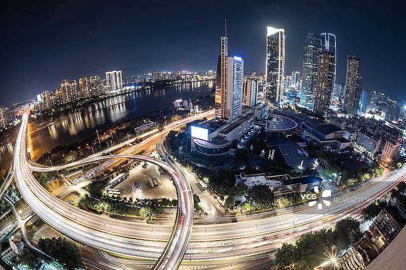 福州二环路闽江北CBD夜景图片素材