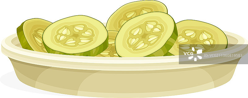 盘子上腌制的黄瓜或酸黄瓜切片图片素材