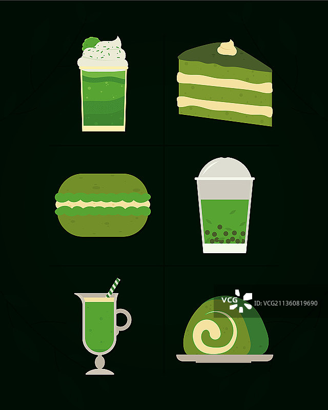 抹茶食品图标合集图片素材