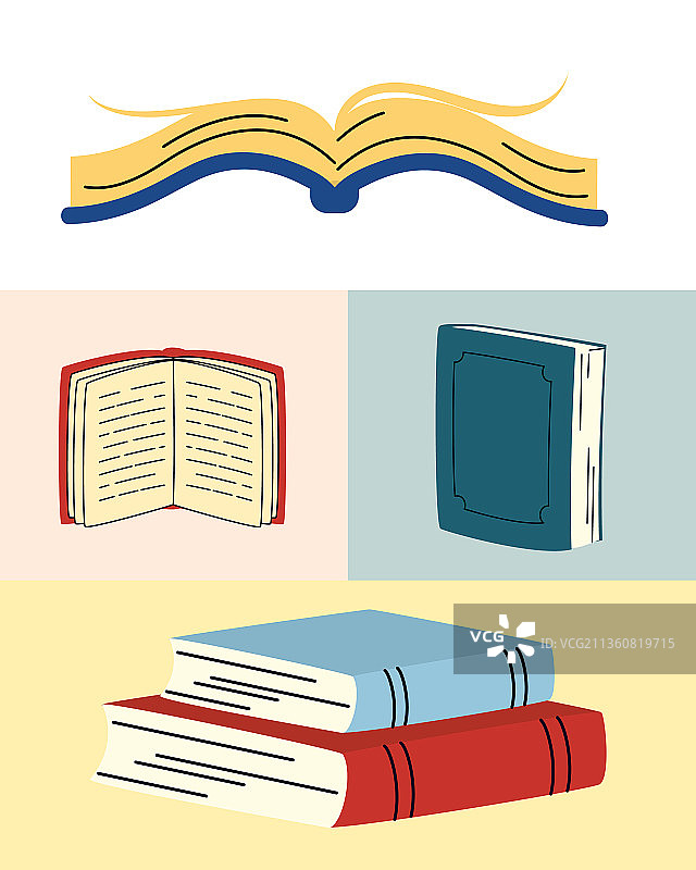 卡通书籍图标合集图片素材