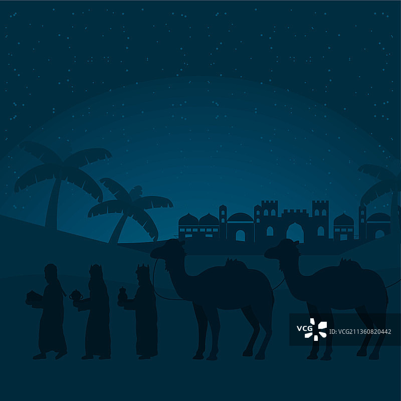 三位智者的夜景图片素材