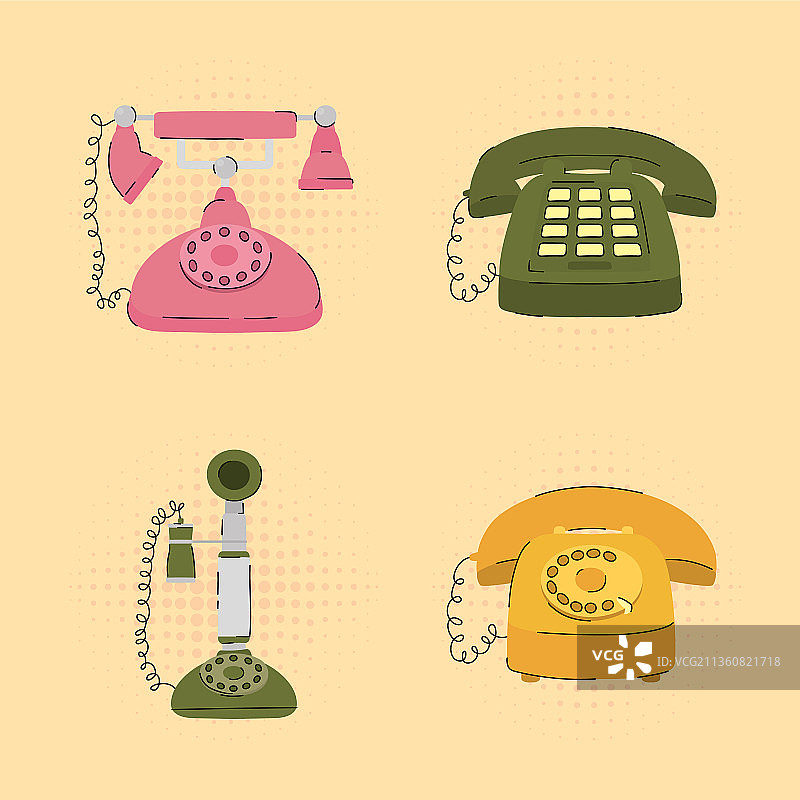 复古电话图标合集图片素材