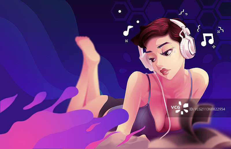 享受音乐的女孩图片素材