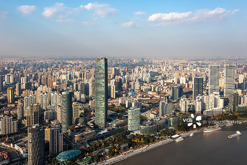 航拍上海浦西城市风光图片素材