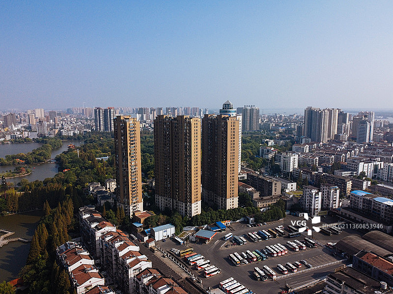 荆州市 沙市区 中山公园 北京中路 塔桥路 江津湖图片素材