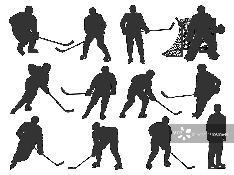 冰球运动员剪影图片素材