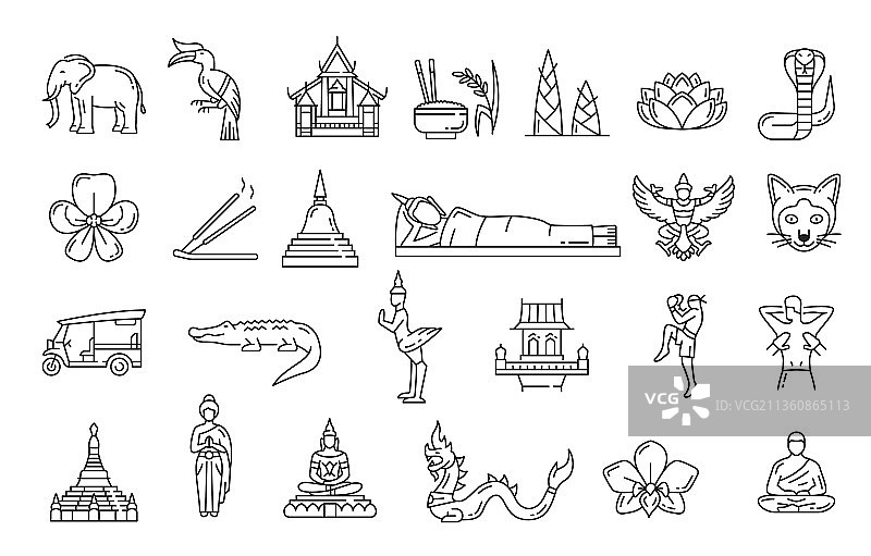 泰国旅游地标与国家象征图片素材