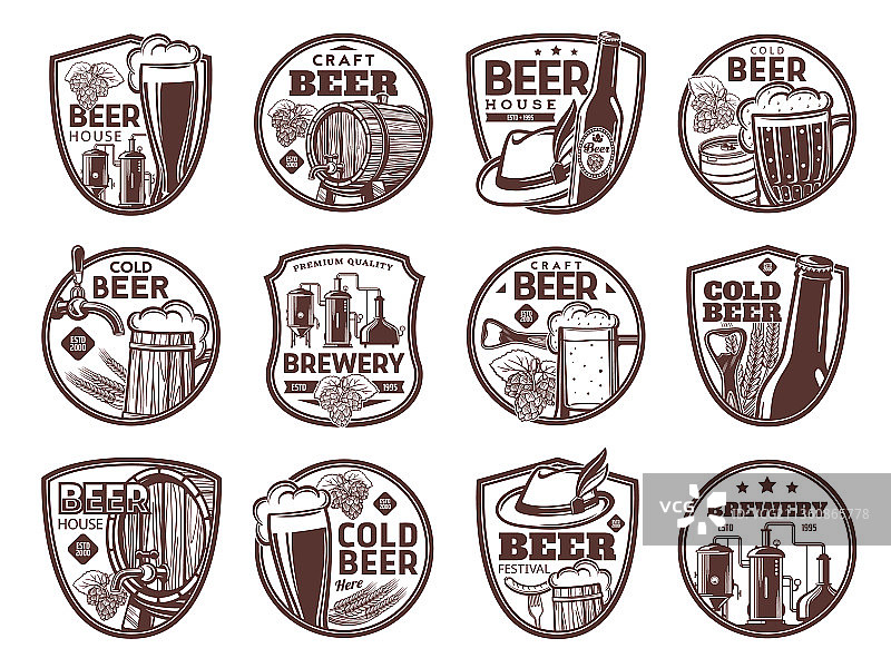 啤酒厂和精酿啤酒图标酒吧和酒馆酒精图片素材