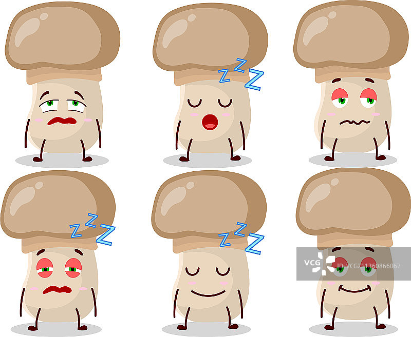 卡通人物睡眼惺忪的蘑菇图片素材