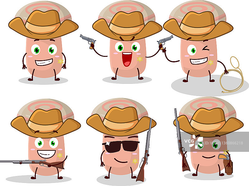 炫酷牛仔珊瑚菌卡通角色图片素材