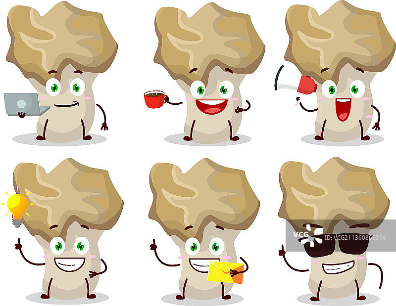 具有各种表情的刺猬蘑菇卡通形象图片素材