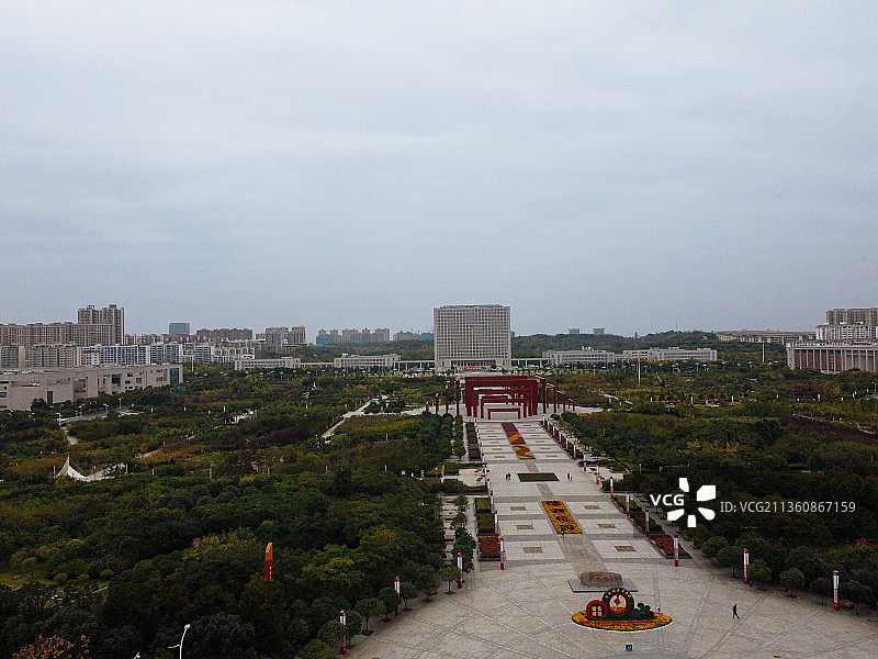 信阳市 平桥区 新七大道 百花会展 百花园 信阳市博物馆 百图片素材