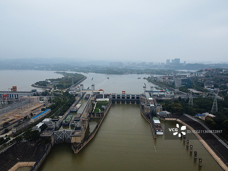 宜昌市 西陵区 葛洲坝船闸景区 葛洲坝 镇平路 长江 水坝图片素材