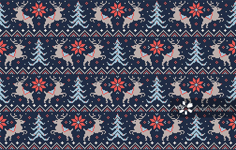 像素艺术复古圣诞节花纹背景图片素材