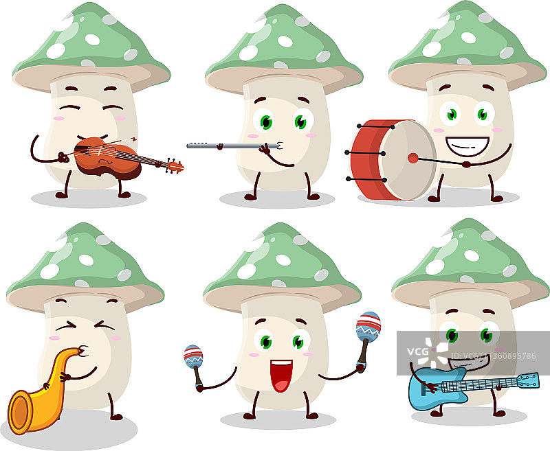 卡通绿色毒蝇伞角色图片素材