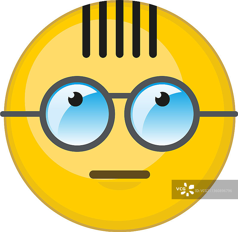 戴眼镜的黄色书呆子表情符号图片素材