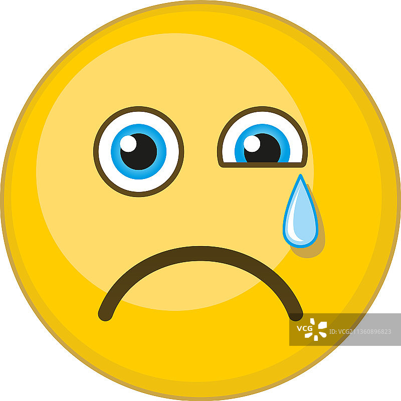 哭泣的表情符号，悲伤的黄色圆脸和眼泪图片素材