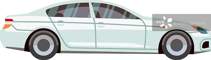 卡通风格的白色轿车侧视图标图片素材