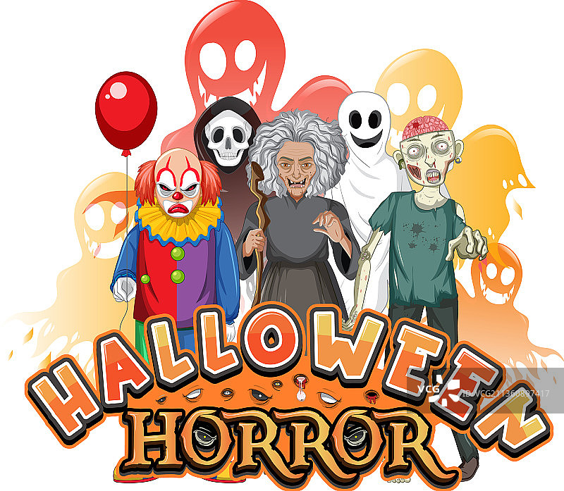 卡通人物万圣节恐怖标志图片素材