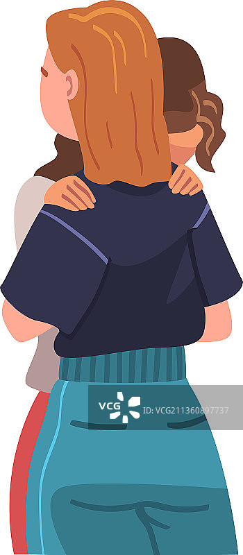 相互拥抱的卡通女人图片素材