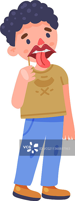 拿着杆子嘟着嘴的小男孩角色图片素材