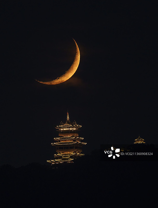 峨眉月图片素材