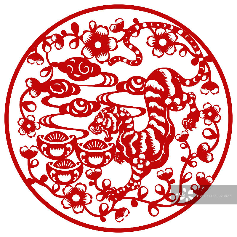 虎剪纸图片素材