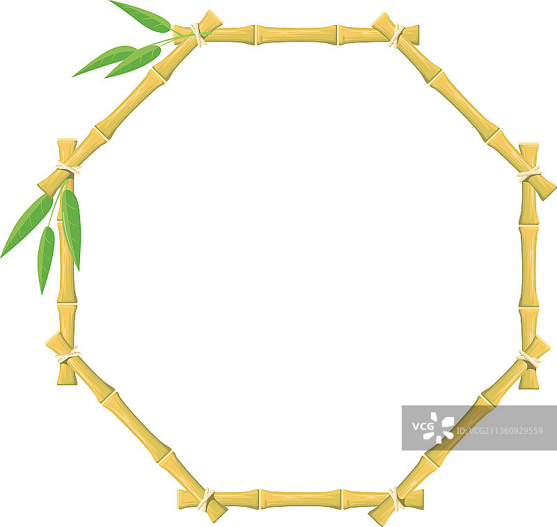 八角形竹制框架木板文本图片素材