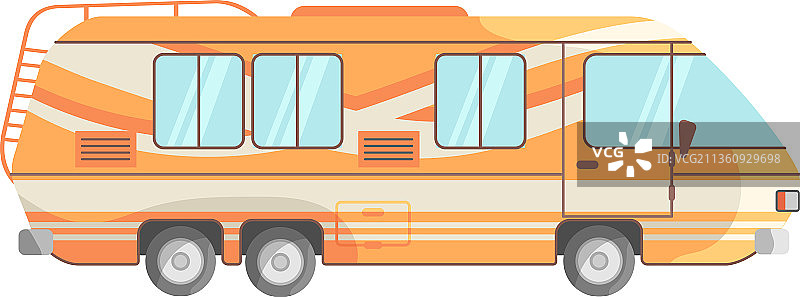 橙色房车和老爷车图片素材