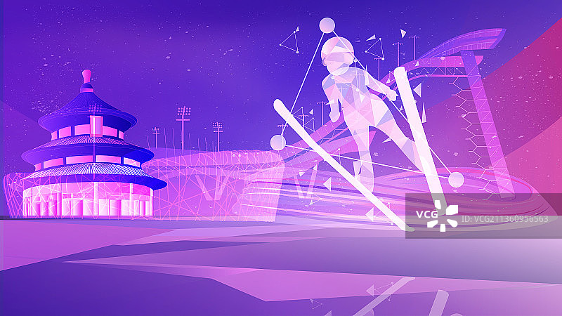 北京滑雪运动跳台滑雪矢量插画图片素材