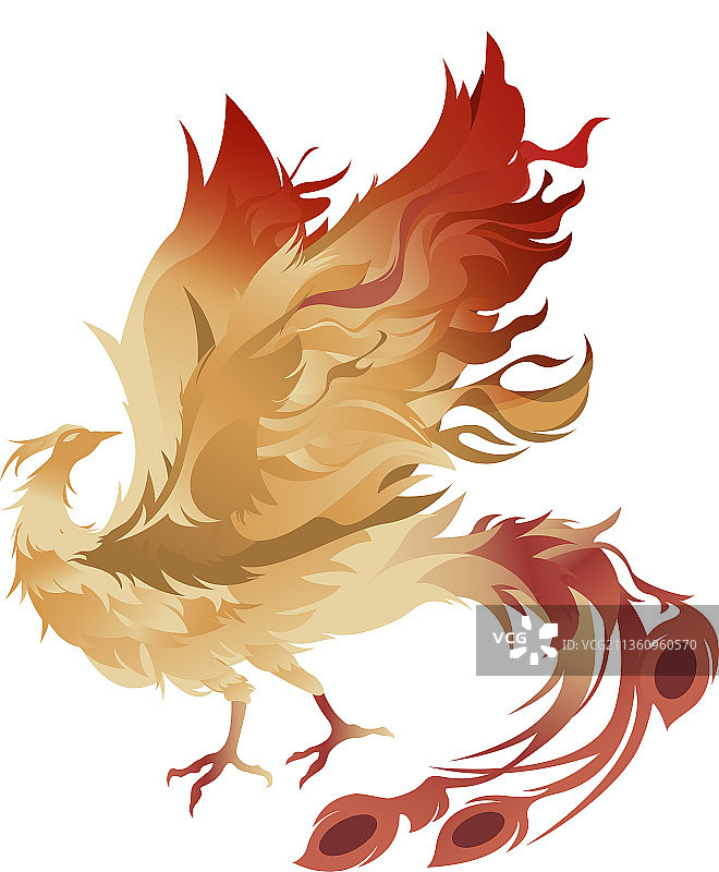 涅槃重生不死鸟火凤凰吉祥矢量插画图片素材