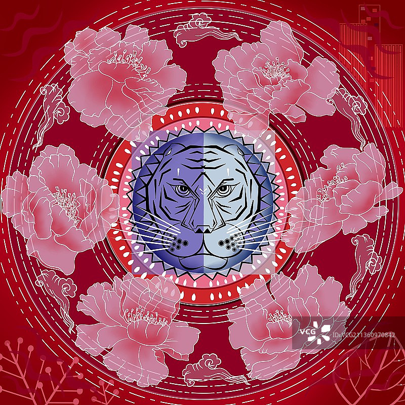 唯美虎年插画图片素材