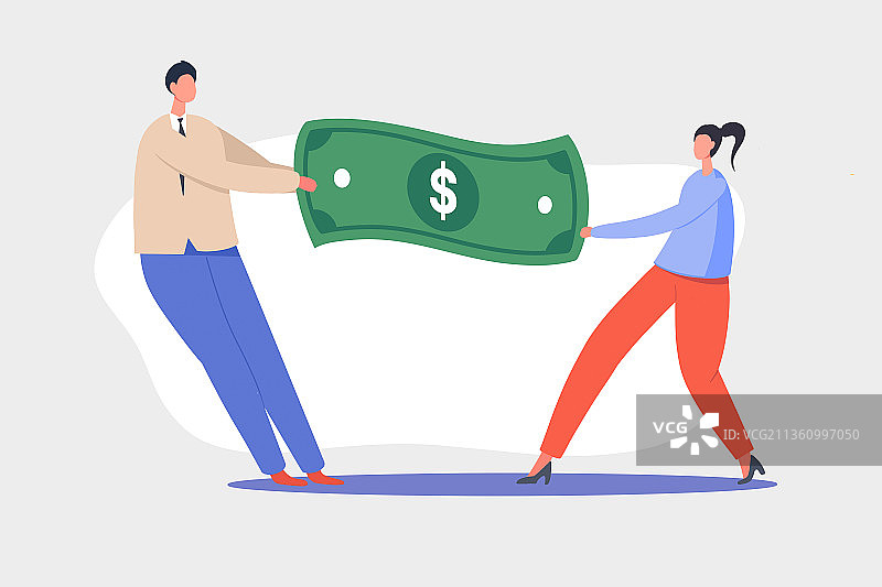 拉扯美元的男人和女人图片素材