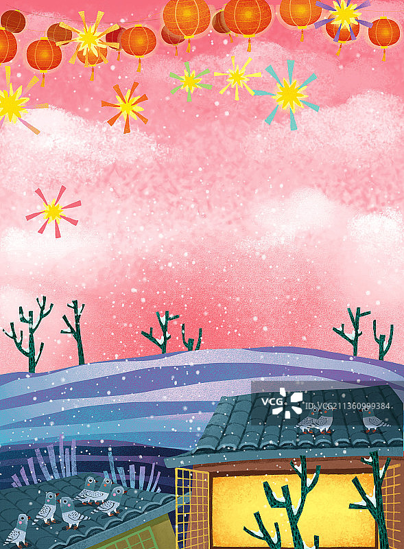 插画 瑞雪兆丰年图片素材