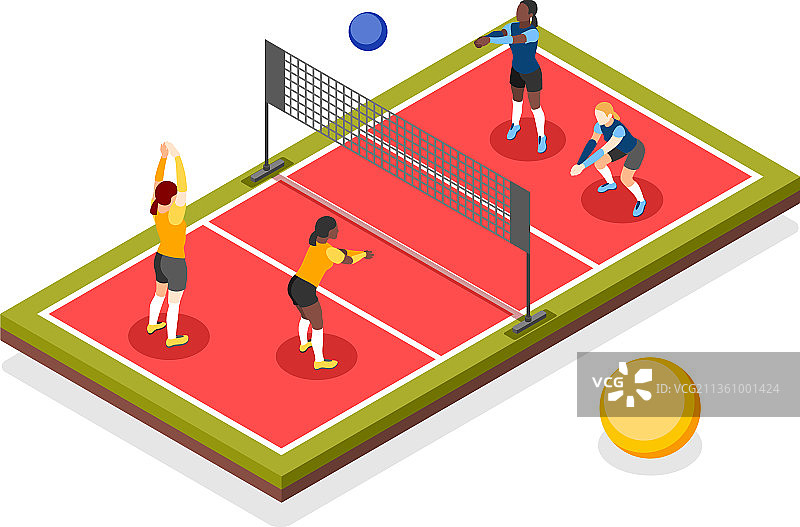 排球场2.5D等距构图图片素材