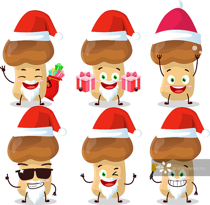圣诞老人表情与草菇卡通图片素材