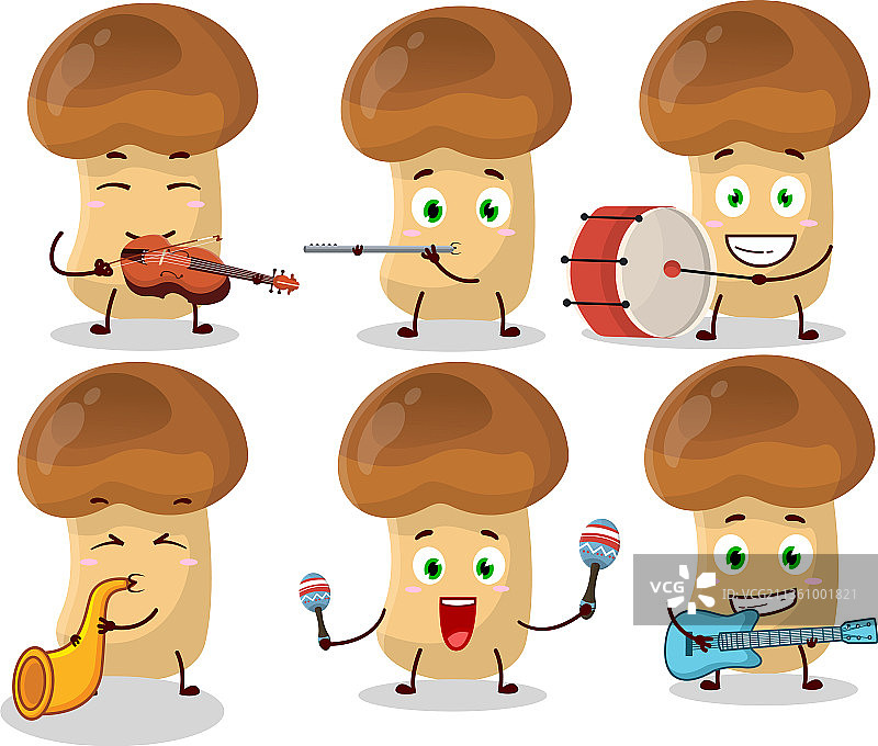 卡通草菇演奏角色图片素材