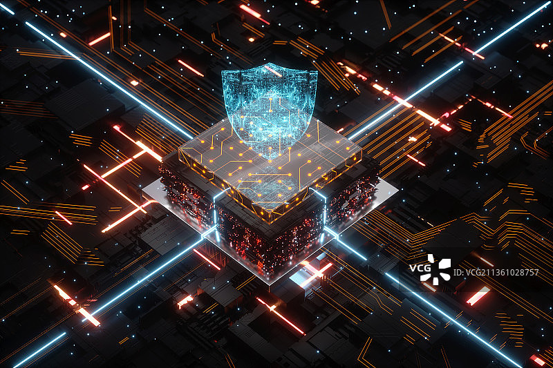 3D芯片和安全保护图片素材