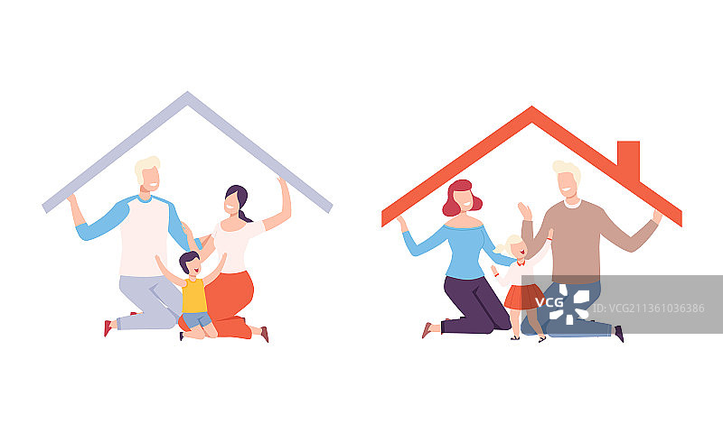 幸福的一家：父母和孩子图片素材