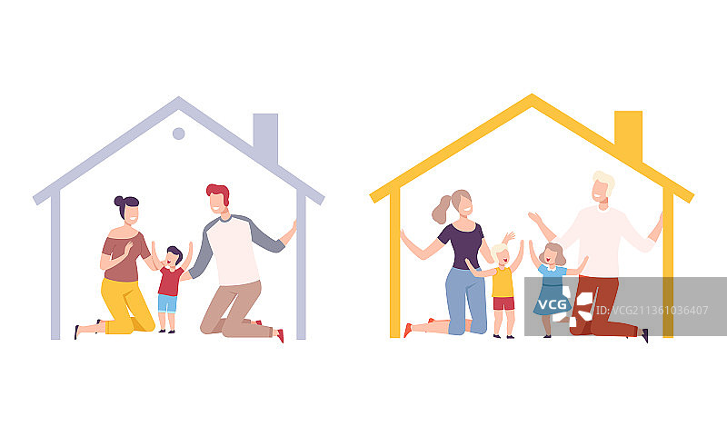 幸福的一家：父母和孩子图片素材