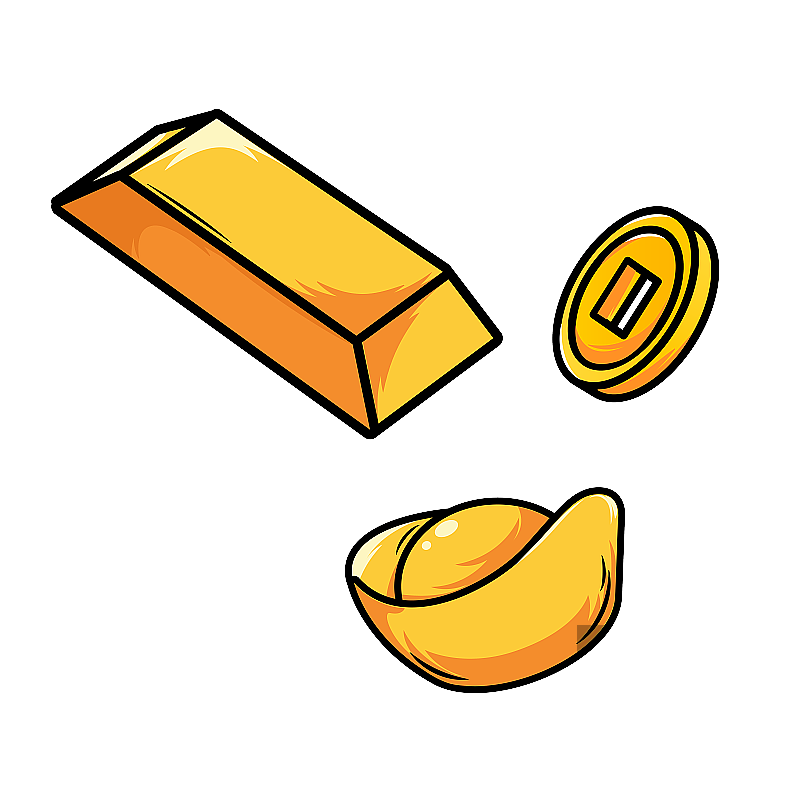 金币金砖元宝矢量插画元素图片素材