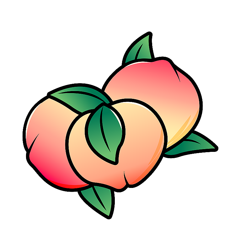 卡通桃子描边矢量插画元素图片素材