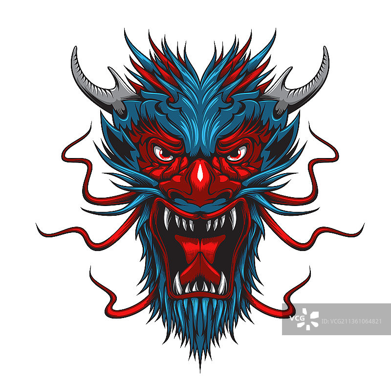 卡通亚洲龙怪兽吉祥物头像图片素材