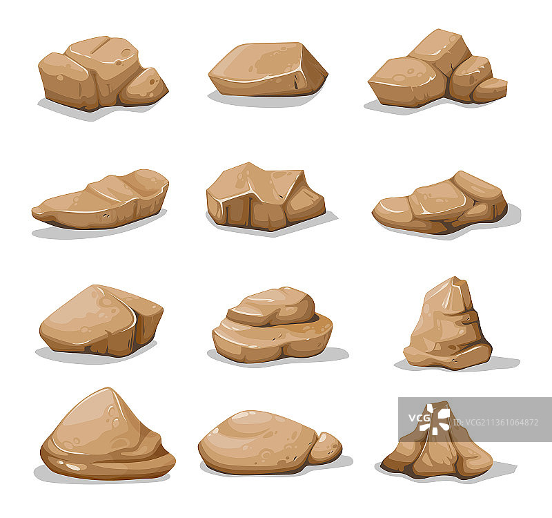 卡通棕色岩石和砾石图片素材